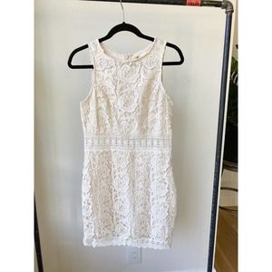 THE IMPECCABLE PIG Women's Cream Lace Sleeveless Mini Sheath Dress size M